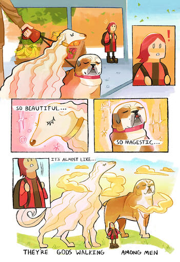 Dogs Walking Among Men